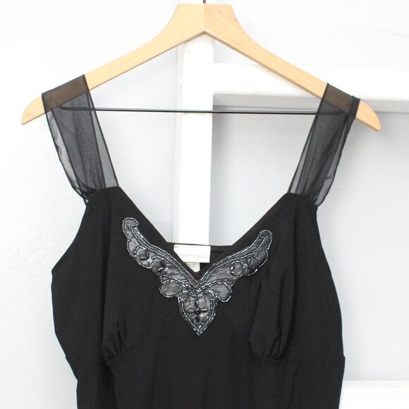 Fashion Bug VTG Y2K Black Beaded Neckline Flowy Tank Top Blouse Size XL - Picture 7 of 8